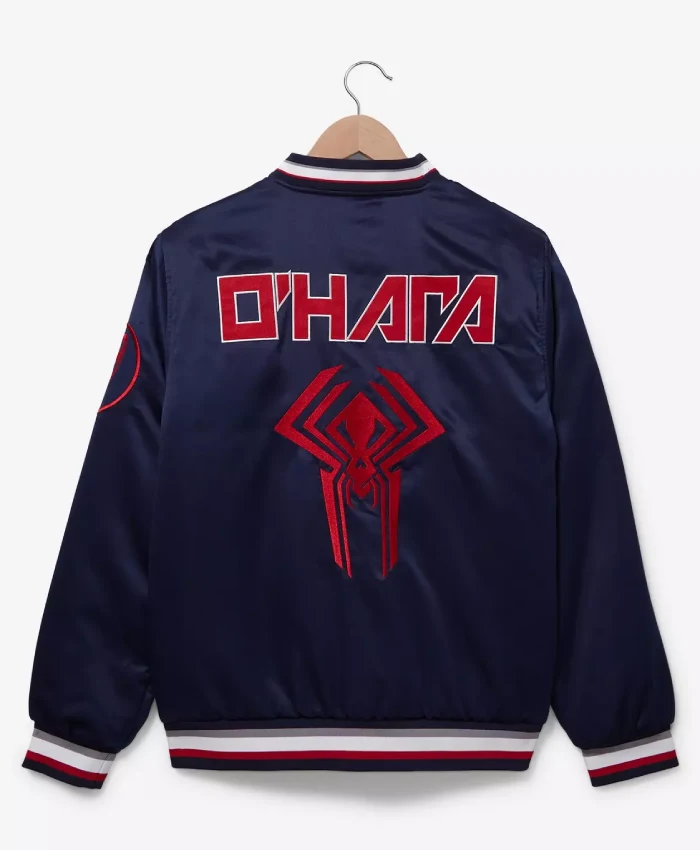 Buy Spider Man Navy Blue Bomber Satin Jacket For Sale