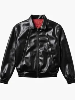 Spider-Man Superhero Halloween Cosplay Street Black Leather Jacket front view