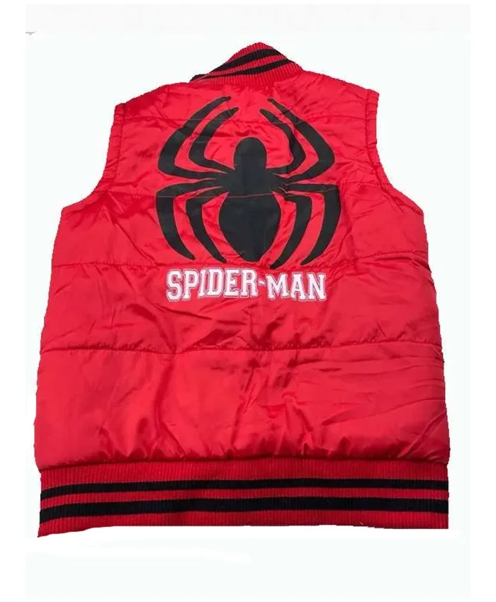 Spider-Man Ultimate Graphic Red Parachute Quilted Puffer Vest back view
