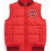 Spider-Man Ultimate Graphic Red Parachute Quilted Puffer Vest front view