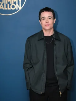 Starring Jimmy Fallon The Tonight Show Elliot Page Black Cotton Jacket front view