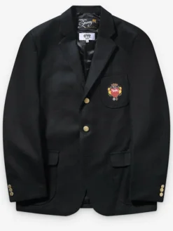 Stüssy x eYe Junya Watanabe Man Black Venus Swirl Suiting Fabric Blazer Jacket front view