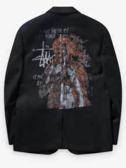 Stüssy x eYe Junya Watanabe Man Black Venus Swirl Suiting Fabric Jacket Blazer back view