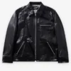 Stüssy x eYe Junya Watanabe Man Black Zip-Up Leather Jacket front view