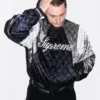 Supreme-Champion-Quilted-Navy-Satin-Varsity-Jacket
