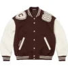 Supreme Fall-Winter 2026 Captains N.Y. Brown And White Varsity Jacket front view