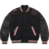 Supreme Fall-Winter 2026 N.Y. Captains Black Wool Leather Varsity Jacket front view