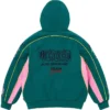 Supreme Fall-Winter 2026 Racing Lined Dark Teal Zip-Up Fleece Hooded Jacket back view