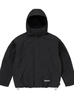 Supreme Fall-Winter Collection 2026 AOI GORE-TEX Black Hooded Jacket front view