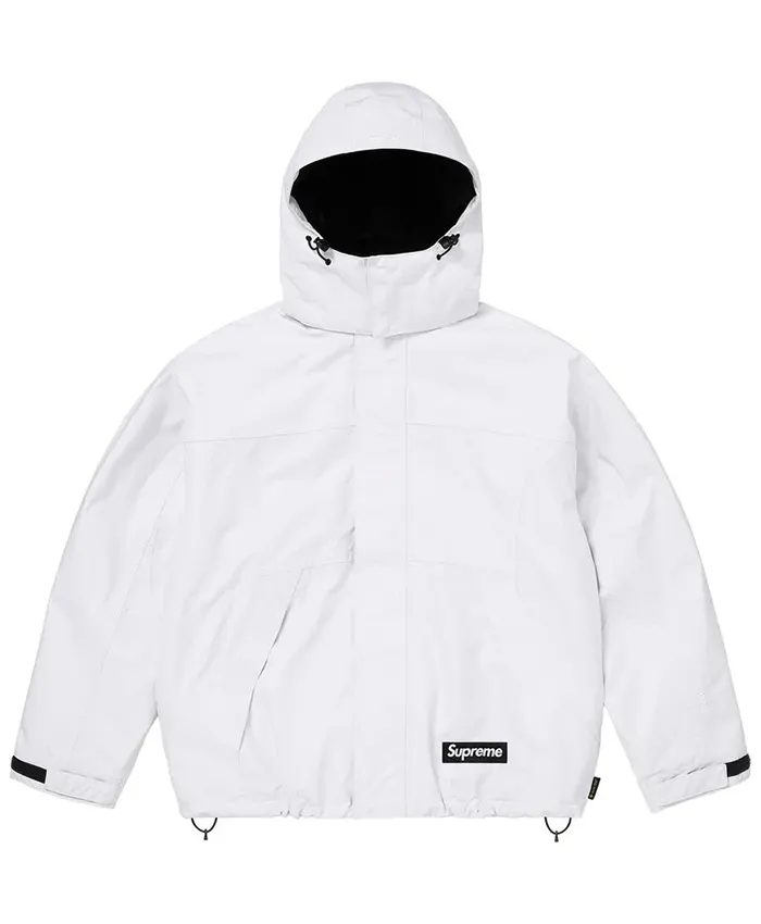 Supreme Fall-Winter Collection 2026 AOI GORE-TEX White Hooded Jacket front view