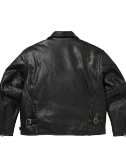 Supreme x Schott Fall-Winter 2026 Distressed Black Leather Jacket back view
