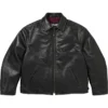 Supreme x Schott Fall-Winter 2026 Distressed Black Leather Jacket front view