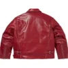 Supreme x Schott Fall-Winter 2026 Distressed Red Leather Jacket back view