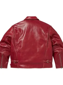 Supreme x Schott Fall-Winter 2026 Distressed Red Leather Jacket back view