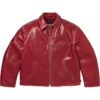 Supreme x Schott Fall-Winter 2026 Distressed Red Leather Jacket front view