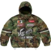Supreme x Vanson Leathers 2026 Woodland Camo Cordura Down Puffer Jacket front view