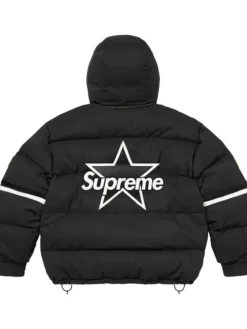 Supreme x Vanson Leathers Winter 2026 Black Cordura Down Hooded Puffer Jacket back view