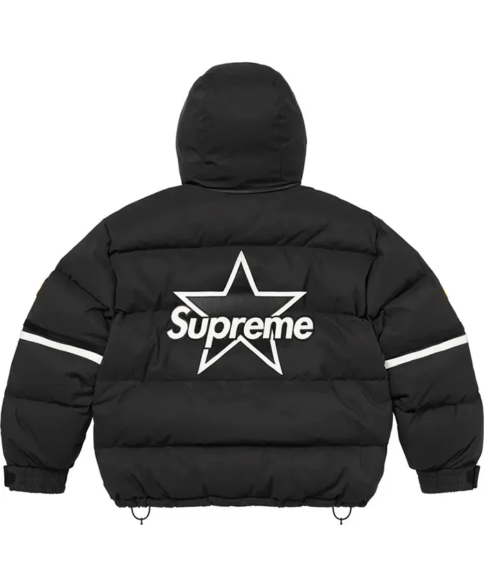 Supreme x Vanson Leathers Winter 2026 Black Cordura Down Hooded Puffer Jacket back view