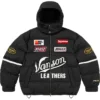 Supreme x Vanson Leathers Winter 2026 Black Cordura Down Hooded Puffer Jacket front view
