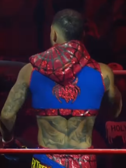 TNA-Lockdown-2026-Trey-Miguel-Red-and-Blue-Spider-Man-Hooded-Vest-Back