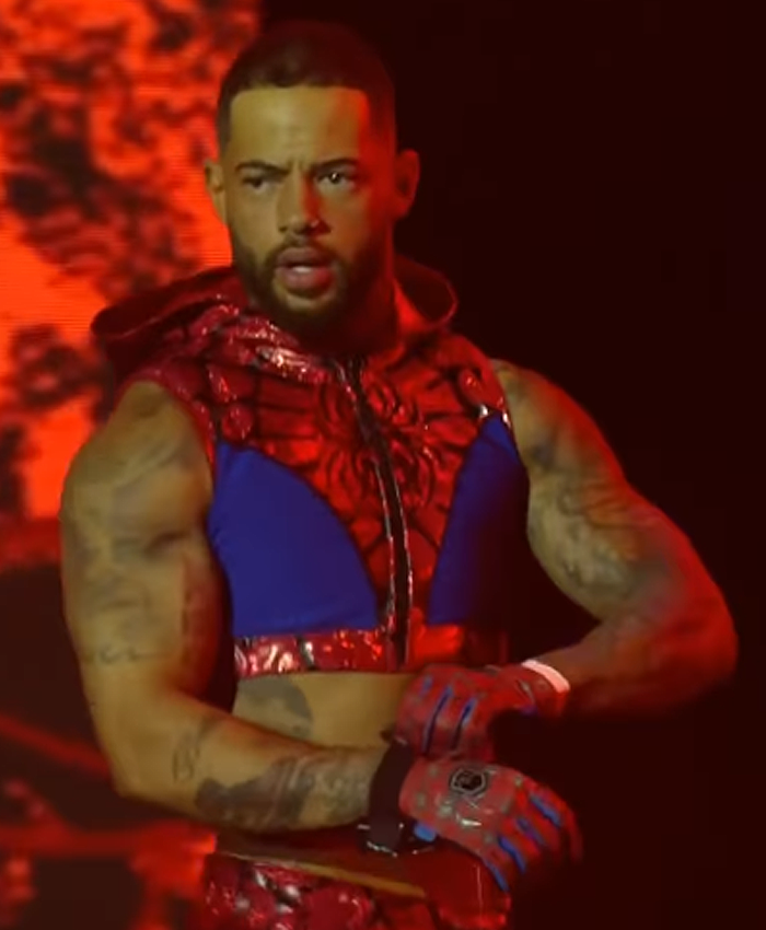 TNA-Lockdown-2026-Trey-Miguel-Red-and-Blue-Spider-Man-Hooded-Vest-Front