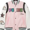 TV-Series Jersey Shore Family Vacation S09 Jenni Farley Pink and White Varsity Jacket front view