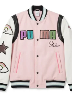 TV-Series Jersey Shore Family Vacation S09 Jenni Farley Pink and White Varsity Jacket front view