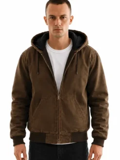 TV Series Lucky S01 Drew Starkey Brown Cotton Hooded Jacket front view