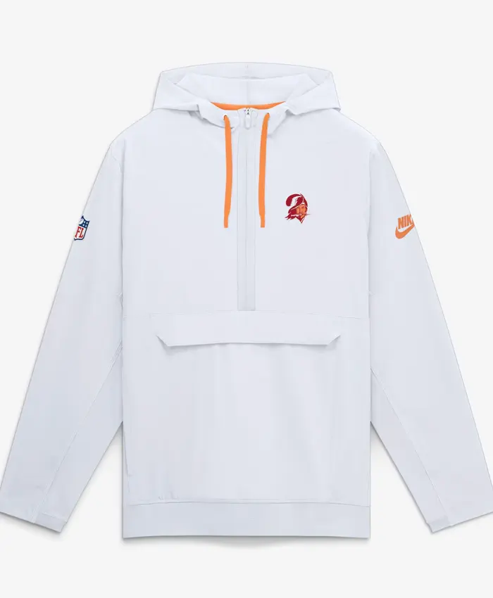 Tampa-Bay-Buccaneers-Nike-Sideline-Anorak-Half-Zip-Hooded-White-Jacket