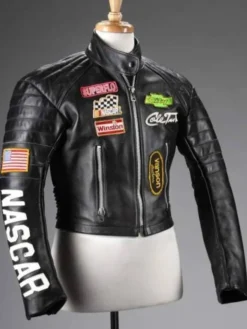 Tom Cruise Movie Days of Thunder Summer 2028 Black Cafe Racer Moto Leather Jacket front view