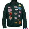 Tony Stark Robert Downey Jr. Avengers Endgame Encore Green Cotton Patchwork Jacket front view