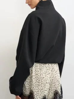Topshop Bomber Mandarin Black Jacket Back