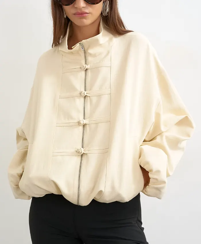 Topshop Bomber Mandarin Collar Jacket For Women