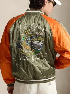 US Open Polo Ralph Lauren 2026 Souvenir Satin Bomber Quilted Jacket back view