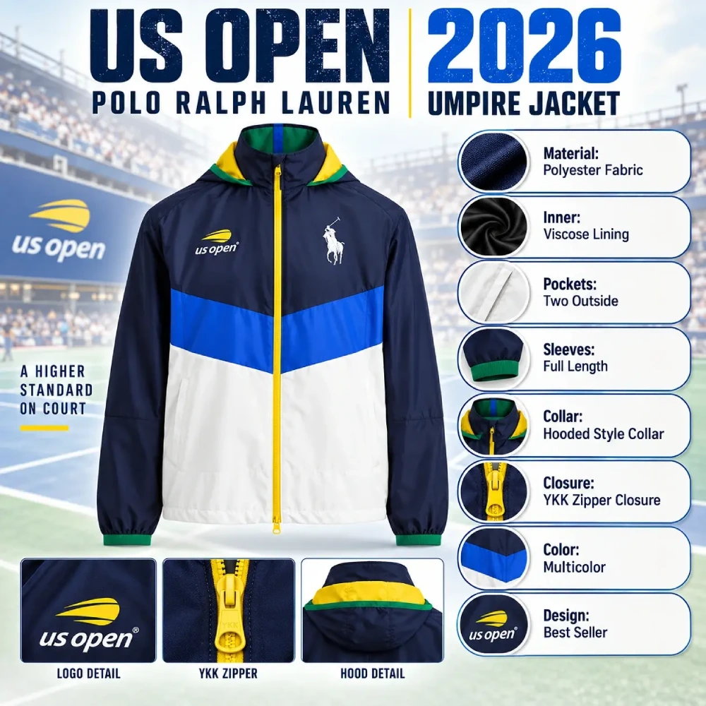 US Open Polo Ralph Lauren 2026 Umpire Jacket Infographic