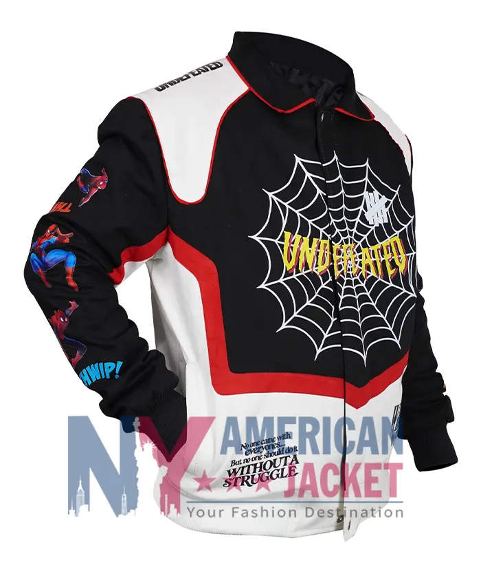 Undefeated-x-Spider-Man-FW26-Black-White-Varsity-Jacket