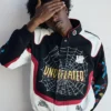 Undefeated x Spider-Man FW26 Black and White Cotton Varsity Jacket front view