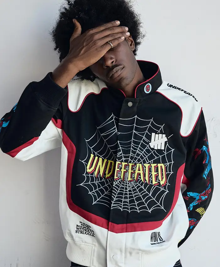 Undefeated x Spider-Man Men's Black Cotton Varsity Jacket
