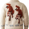 Vintage Hand Knit Wool Wolf Cardigan Jacket Back
