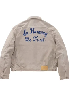 Visvim WMV Fall 2026 In Harmony We Trust Beige Cotton Workwear Jacket back view