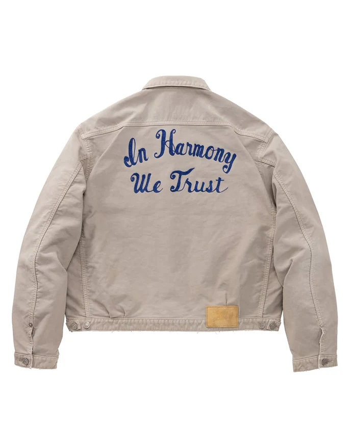 Visvim WMV Fall 2026 In Harmony We Trust Beige Cotton Workwear Jacket back view