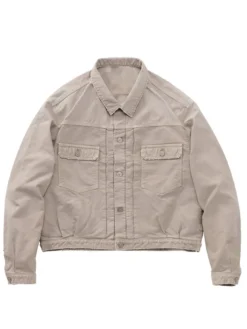 Visvim WMV Fall 2026 In Harmony We Trust Beige Cotton Workwear Jacket front view