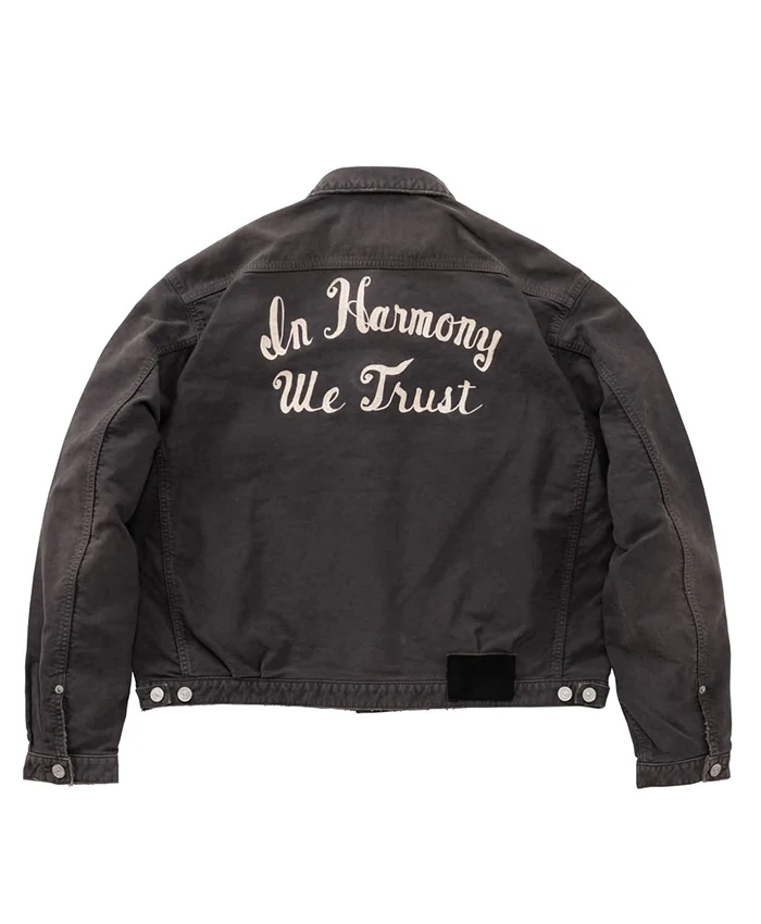Visvim WMV Fall 2026 In Harmony We Trust Black Cotton Workwear Jacket back view