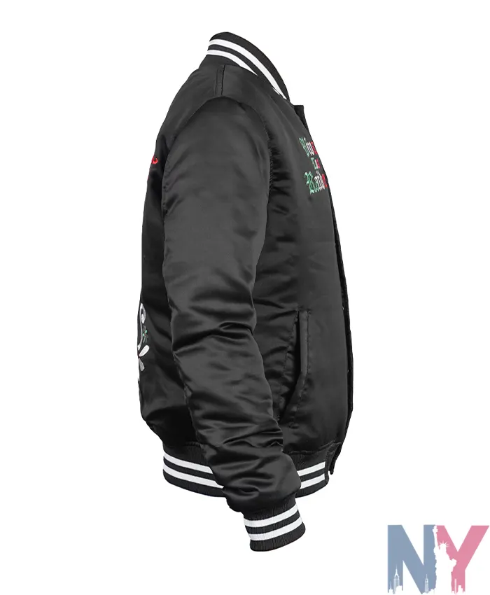 Viva Los Raiders Sugar Skull Satin Jacket Black