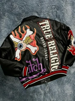 Von Dutch x True Religion Black Leather Jacket Back