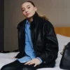 WNBA All-Star Game 2026 Paige Bueckers Coach Black Leather Jacket Side View