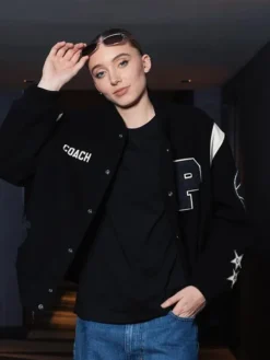 WNBA All-Star Game 2026 Paige Bueckers Coach Black Varsity Jacket Front View
