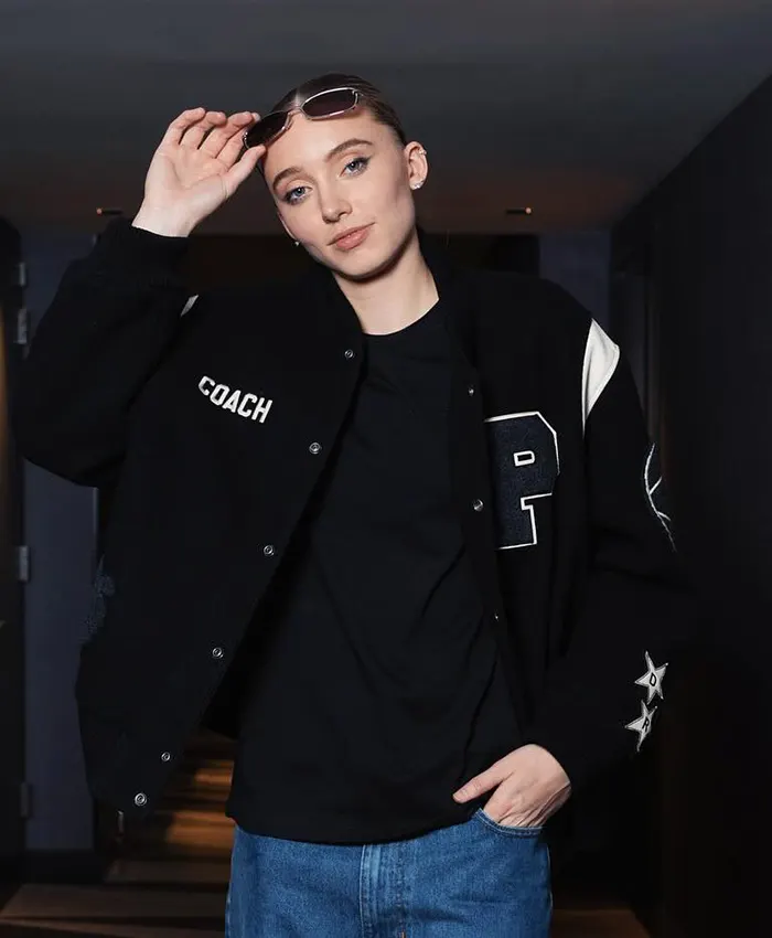 WNBA All-Star Game 2026 Paige Bueckers Coach Black Varsity Jacket Front View