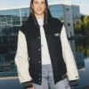 WNBA Caitlin Clark x Slam Kicks Nike 2026 Black And White Varsity Jacket front view