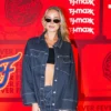 WNBA Fever vs. Liberty Sophie Cunningham Navy Blue Denim Shirt Jacket front view